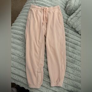 aerie brushed french terry jogger sweats in dusty pink